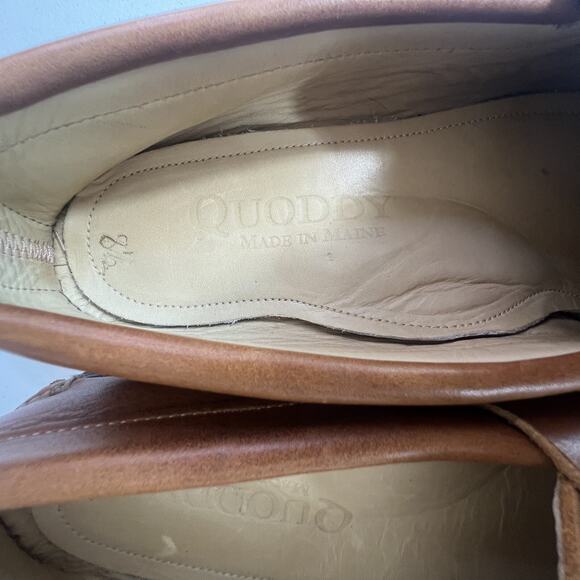 Quoddy Penny Loafers Womens 8.5 Brown Leather Slip On Chunky Sole Made In Italy - Picture 7 of 9